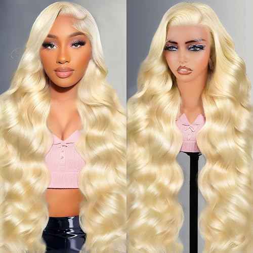 613 HD Lace Frontal Wig 13x6 Blonde Body Wave Lace Front Wigs Human Hair Pre Plucked Glueless Wigs for Women (26inch)