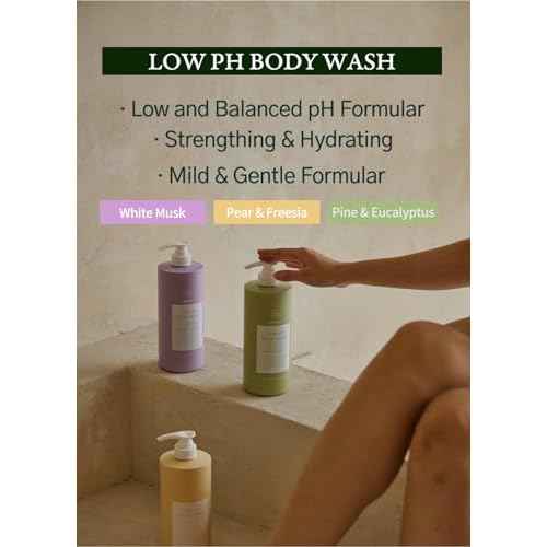 laferme Low pH balanced Gentle Korean Body Wash with Natural & Organic Ingredients, Hypoallergenic for Sensitive Skin, Moisturizing & Hydrating for Dry Skin, For Women & Men, 33 Fl Oz, Pear & Freesia