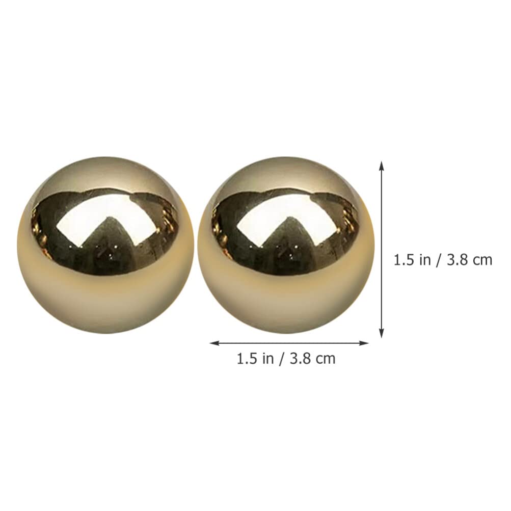 Healvian 2Pcs Brass Exercise Ball 1.5 Inch Golden Solid Copper Metal Baoding Balls for Hand Therapy Stress Relief, Chinese Kung Fu Massage Acupressure Tool