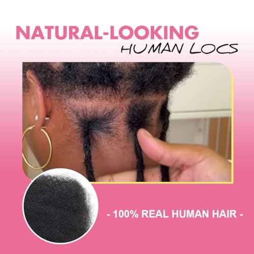 Lounoke12Inch 40 Strands Loc Extensions Human Hair, 0.6cm Pencle Size Dreadlock Extensions Human Hair for Women Men Full Handmade Permanent Dreads Locs(613#)