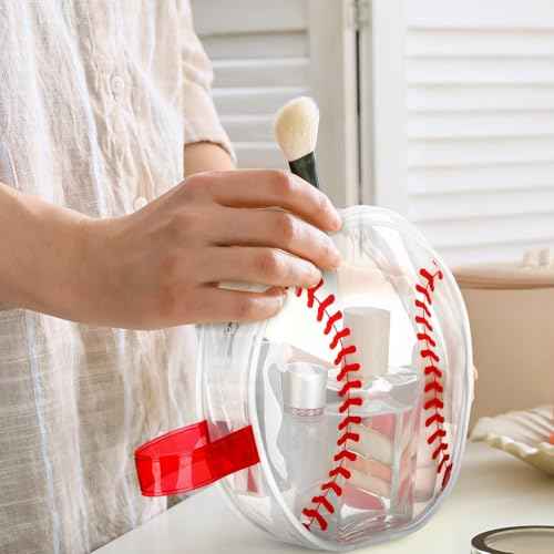 Reginary 12 Pcs Baseball Cosmetic Bag Gifts Accessories for Makeup Bags PVC Clear Cheer Base Ball Case Toiletry Zipper Pouch Waterproof Travel Handbag Purses Organizer for Baseball Team Gift
