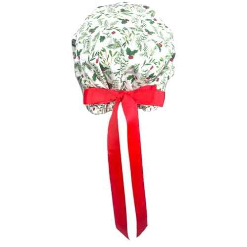 Euro Style Scrub Cap for Women & Men with Ribbon Ties & Buttons, Head Cover for Long or Short Hair