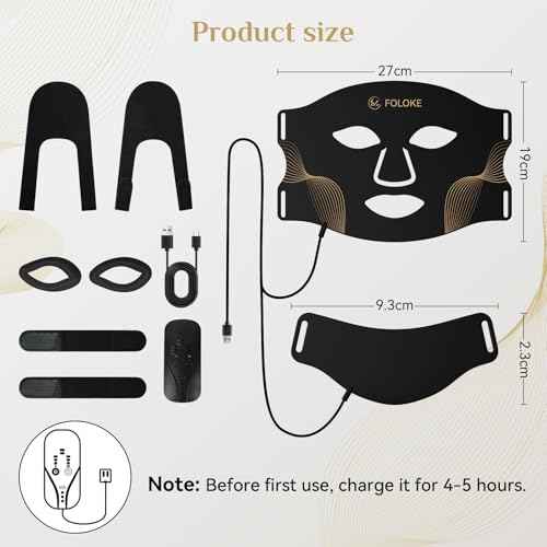LED Light Therapy Mask Skin Care Mask & Neck, LED Red 630¡¾5nm & NIR 830nm Wavelength for Home Use£¨Advanced Black£©