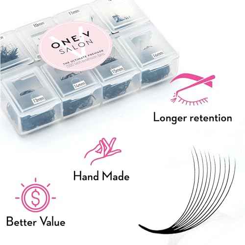 One V Salon, 1000 Loose Professional Use Premade Fans Eyelash Extensions, C Curl Volume Lashes,14D 20D 10D-0.07 Thickness, 9-16mm Fluffy Handmade Fan Mixed Tray