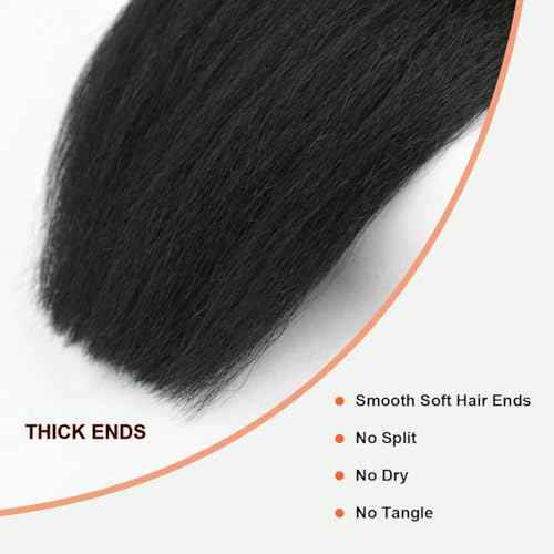 Kinky Straight Bundles Human Hair Yaki Straight Human Hair Bundles Kinkystraight 12A 100% Brazilian Virgin Bundles for Black Women Natural Black Hair Extension 12 14 16 Inch
