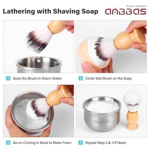 Anbbas Faux Badger Shaving Brush,Stainless Steel Shaving Razor and Brush Stand, Shaving Bowl and 100g Natural Soap Puck Refill,4in1 Wet Shave Kit for Men