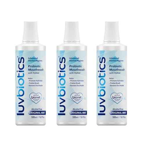 Luv Biotics Mouthwash with Oral Probiotics, Xylitol & Aloe Vera - 3 x 500ml