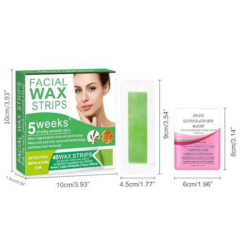 Facial Wax Strips for Women ? 98% Natural Formula, Hypoallergenic for Sensitive Skin ? Face Wax Strip for Hair Removal, Gentle & Quick Eyebrow Wax Strips for Upper Lip, Chin, Legs & Bikini Line