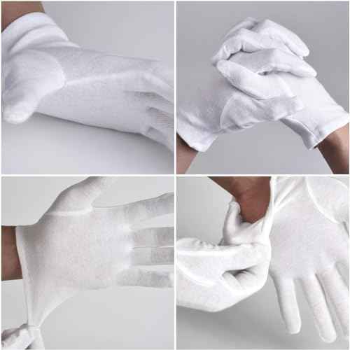 100% Cotton Women's Gloves - 10 Pairs, White, Dry Hands Eczema - Serving - Archival Coin Jewelry Inspection