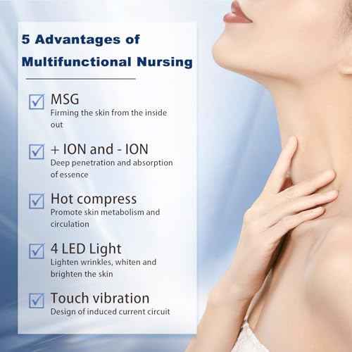 Facial and Neck Massager - SIQUER Red Light Therapy for Face, 7 in 1 Face Sculpting Tool, Multifunctional Face Lift Device for Lifting Double Chin and Skin Care, White