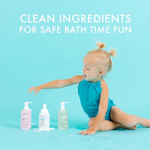 Dabble & Dollop Beachy Bundle, Natural Bubble Bath, Body Wash, Shampoo for Kids, Paraben & Sulfate Free, Vegan, Gluten-Free, Tear-Free, Honeydew Melon, Vanilla & Coconut (Set of 3)