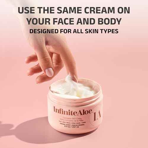 InfiniteAloe Complete Skin Care, Aloe Vera Powered Face and Body Cream for All Skin Types, Dry Skin Everyday Hero, Original Scent - 2 Large Jar 8 oz & 2 Travel Jar 0.5 oz
