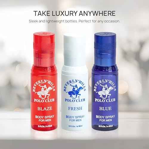 Beverly Hills Polo Club Men's Body Spray Collection - 3 x 3oz Designer Cologne Gift Set for Everyday Freshness & Travel