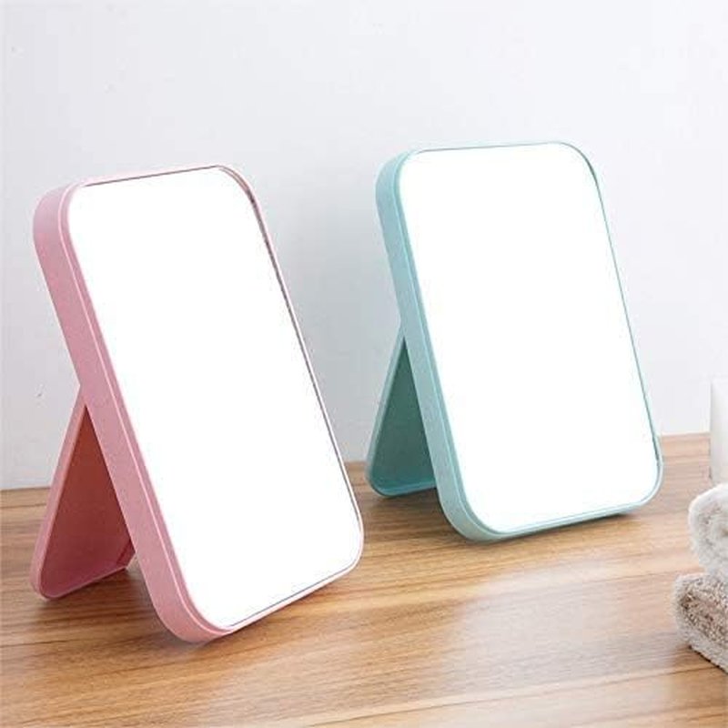 Coobbar Foldable Makeup Mirror - Portable Square Design with Stand for Women | Beige Color