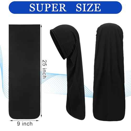 2 Pcs Jumbo Dreadlock Cap Hair Dreads Head Wrap Loc Wraps for Dreads Hair Accessories for Men Women Sleeping(Black,Black,25 Inches)