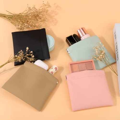 BUSOHA 3 Pack Small Makeup Bag for Purse - Mini Portable Cosmetic Bags for Women, Coin Purse Lipstick Cosmetic Accessories Organizer, Small Travel Kit Storage Pouch (Black)