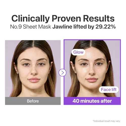 numbuzin No.9 Sheet Mask | NAD+ BIO Lifting-sil Full Face Mask | Improves Jawline, Jowls, Wrinkles, Neck Lines | Peptides, NAD+, Collagen | Skin Firmness | 4 Sheets + Lifting Band