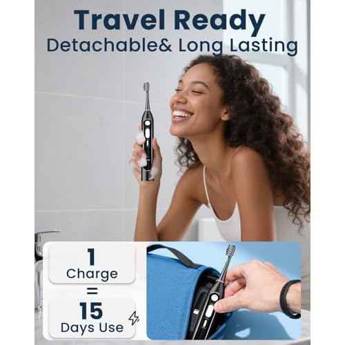 Electric Toothbrush with Water Flosser 3-in-1 Combo, Professional Sonic Toothbrush for Adults, 3 Brush Modes+5 Floss Speeds, Rechargable, 2.0 Flossing Toothbrush for Oral Care, Portable Travel Case