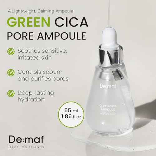 Green Cica Ampoule with 72% Green Tea, Cica & 8-Layer Hyaluronic Acid | Soothing & Sebum Control Pore Serum for Blackheads and Enlarged Pores | For Oily & Combination Skin (1.7 fl oz)