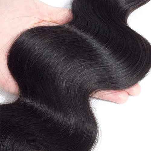 Aomllute Body Wave Bundles Human Hair 12A Grade Brazilian Human Hair Bundles Body Wave One Bundle Only 100% Unprocessed Weave Bundles Human Hair Natural Black (30 Inch)