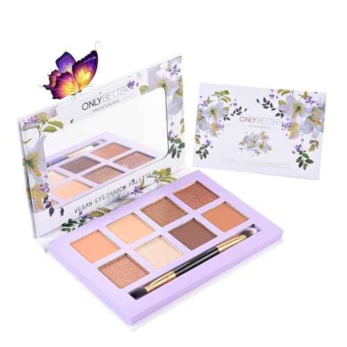 Matte Eyeshadow Palette, Vegan Eyeshadow Palette with Brush, 8 Shades Nude High Pigmented Organic Long Lasting Naked Eyeshadow