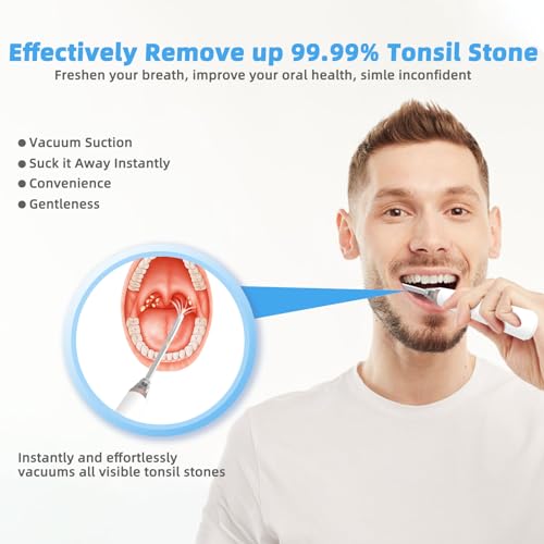 Voraiya Electronic Tonsil Stone Remover Vacuum, 5 Modes Tonsil Stone Cleaner Instant Suction Tool, 10 in 1 Tonsil Stone Removal Kit, Easy to Use, Fight Bad Breath