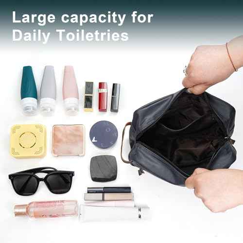 Men's Travel Toiletry Bag - Large Waterproof Organizer, 2 Zippered Pockets for Shaving/Cosmetic,Portable Bathroom Bag for Travel/Gym/Business Trips