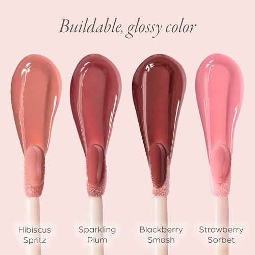 P?R MINERALS Glossy Lip Tint, Plumping Tinted Lip Oil - Hydrate & Plumps with Buildable, Non-Sticky & High Shine Formula - Jajoba Oil, Vitamin E & Pomegranate Extract