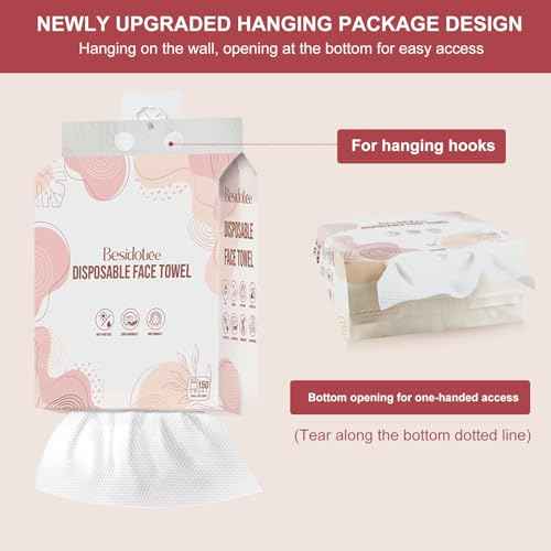 Disposable Towels for Face Hang Over the Door or on Wall, 300 ct, 2 Pack, Thick and Durable Facial Towels for Skin Care, Makeup Removal, Multi-Purpose Use on Sink, Bathroom Counter, Toilet, etc