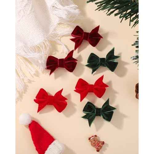 doboi 30PCS Christmas Hair Bows Velvet Baby hair clips 2" mini bows for hair Fully Lined Hair Barrettes Alligators for Infants Toddlers