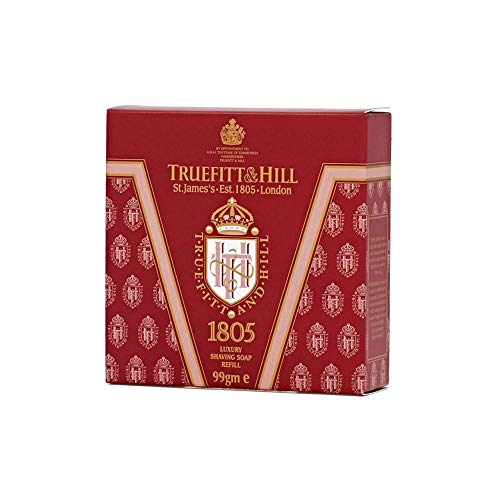 Truefitt & Hill Luxury Shaving Soap Refill for Acacia Wood Bowl - 1805 - Hydrating, Rich Lather for a Closer, Smoother Shave, Gentle on Sensitive Skin, Perfect for Refills - 3.3 oz