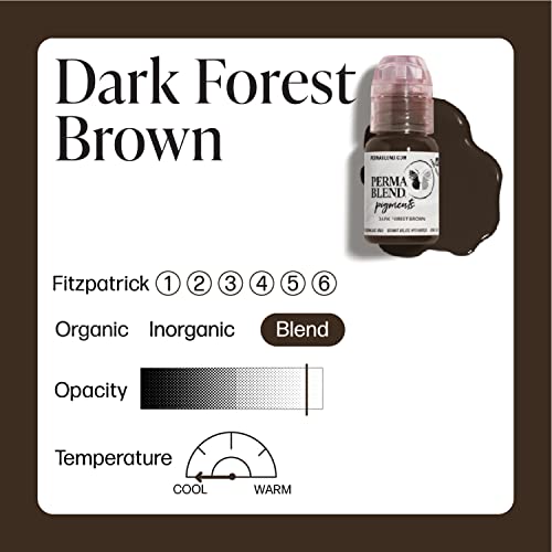 Perma Blend - Dark Forest Brown - Microblading Ink for Permanent Eyeliner - Professional Tattoo Ink - Neutral Cool Dark Brown Tattoo Ink Makeup - Vegan (0.5 oz)