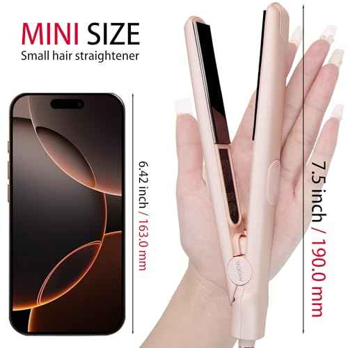 ANGENIL Mini Hair Straightener Flat Iron for Short Hair | 0.7 Inch Ceramic Dual Voltage Hair Straightener | Small Flat Iron Edges | Silicone Heat Resistant Design | Fast Heating to (280¢µ- 320¢µ -380¢µ)