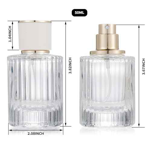 2 Pack 30ml 50ml Empty Perfume Spray Bottles, Refillable Fine Mist Atomizer Portable Travel Cologne Atomizers Fragrance Containers Sprayer for Perfume(50ML White cap and 30ML White cap)