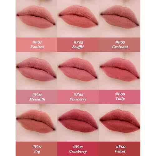 Flower Knows Strawberry Cupid Cake Lip Cream,Velvety-Smooth Matte Liquid Lipstick,Hydrating,Smudge-proof & Stain-Free Lip Stain (V04 Meredith,0.17 Fl Oz)