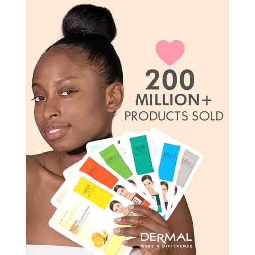 DERMAL Hyaluronate Collagen Essence Facial Mask Sheet 23g Pack of 100 - Hydro Boost Moisturizing for Dry Skin, Smoothing Fine Lines Wrinkles, Daily Skin Treatment Solution Sheet Mask