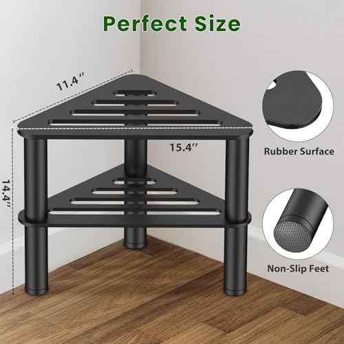 Metal Shower Stool for Shaving Legs, Corner Shower Foot Rest Bench Seat for Inside Shower, Spa Foot Step, Waterproof Small Step for Bathroom (Black)