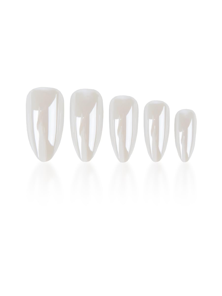 Skiennix Press-On Nails - Medium Almond Chrome Design | Full Cover Glossy Finish - 24PCS