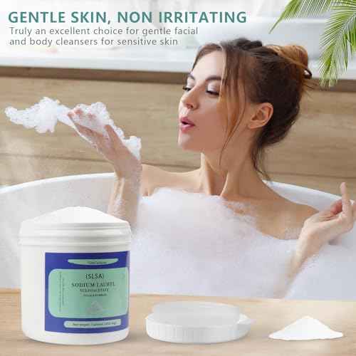 1 Pound of SLSA Powder for Bath Bomb Making, Premium Sodium Lauryl Sulfoacetate Powder, Sodium Lactate for soap Making, Gentle on The Skin. Suitable for Bath TrufflesCrafting Bath Bombs and More