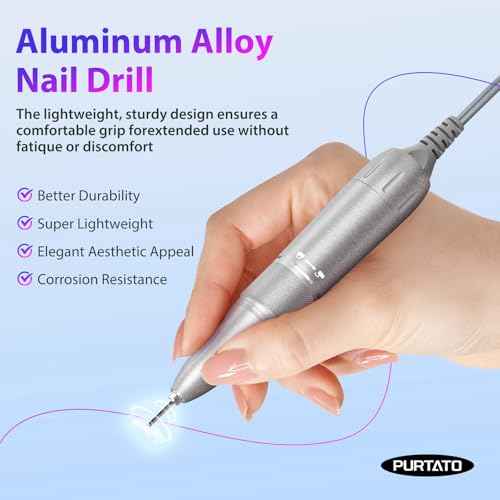 Professional Nail Drill 40,000 RPM, Rechargeable,LCD Display E File Machine for Acrylic Nails Gel Polishing Removing Portable Nails Efile Tools for Manicure Salon & Home (Silver)