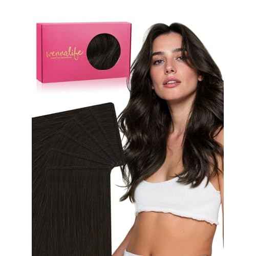 WENNALIFE Genius Seamless Tape in Hair Extensions Real Human Hair, 20 inch 50g 20pcs Dark Brown Tape in Hair Extensions Remy Human Hair Luxury Invisible Straight Hair Hand Tied Inspired Edge Tape ins