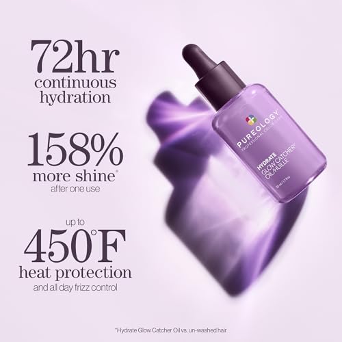 Pureology Hydrate Glow Catcher Hair Oil - Anti-Frizz, Up to 72 Hours of Hydration & Hair Shine, Heat Protectant, Vegan