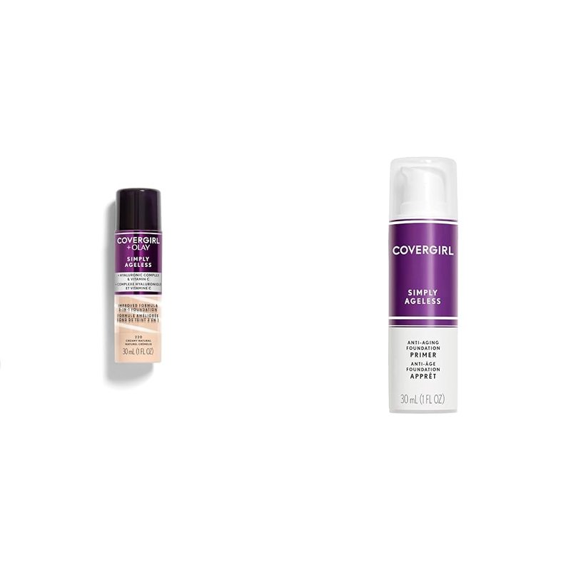 Covergirl + Olay Simply Ageless Liquid Foundation - Creamy Natural & Makeup Primer, 1 Fl Oz