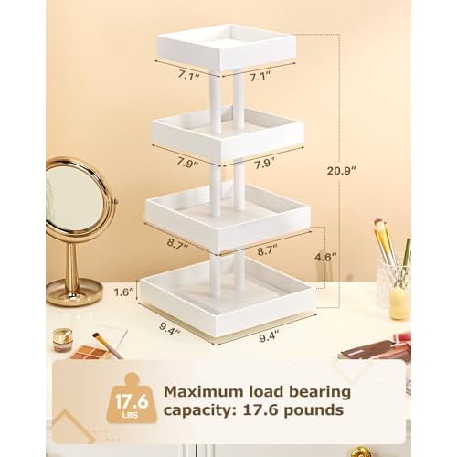Homde Nail Polish Organizer for 120-212 Bottles, 360 Rotating Nail Polish Rack Holder, Display Storage Shelf for Fingernail Stand and Essential Oil, Gifts for Women Girls- Bamboo,White