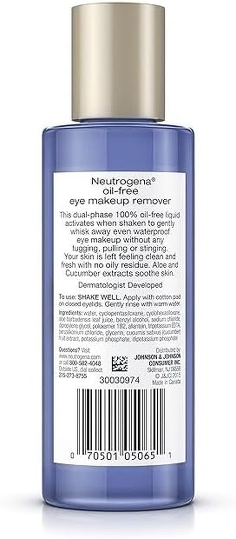 Neutrogena Gentle Oil-Free Eye Makeup Remover - Non-Greasy, Waterproof Formula | 5.5 fl. oz for Sensitive Eyes