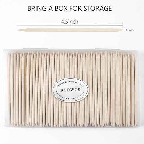 180PCS Orange Sticks for Nails in a Case - 4.5 inch Double Sided Wooden Cuticle Pusher Sticks for Nail Art, Manicure & Pedicure - Wood Sticks for Waxing