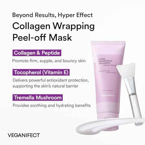 Collagen Overnight Wrapping Peel Off Facial Cream Mask with Jelly Brush, For Elasticity, Hydrating, Hydrolyzed Collagen & Peptide, Glass Skin, Korean Skincare, 2.73 Fl Oz