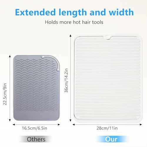 Quccefods Heat Resistant Mat Large Silicone Hot Hair Tools Mat for Curling Irons Flat Iron Hair Straightener Vanity Mat Portable Hair Styling Tools Hot Pad 14.2"*11"