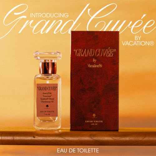 VACATION ¡°GRAND CUV?E¡± Eau de Toilette Sunscreen, Amber Vanilla Perfume for Women & Men, Unisex Summer Scent with Argan, Peach, Cedarwood & Vanilla Bean, 1 Fl. Oz.