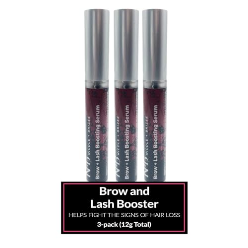 Nicole + Brizee Brow & Lash Serum ? Natural Formula with Biotin, Squalene, Ubiquinone, Wheat & Soy Amino Acids, Provitamin B5 ? Supports Thicker, Fuller Lashes and Brows ? Made in The USA - 3 Pack